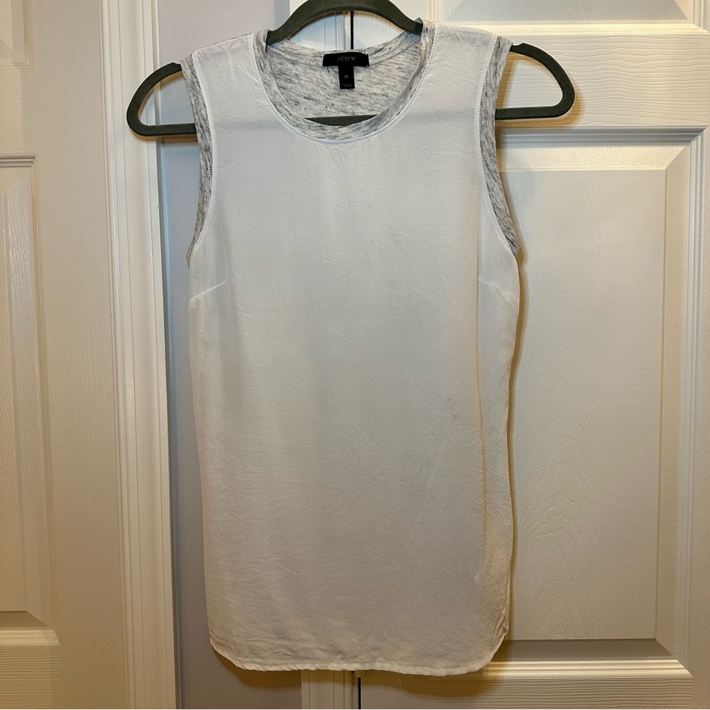J.Crew Sheer Front White and Gray Tank Top